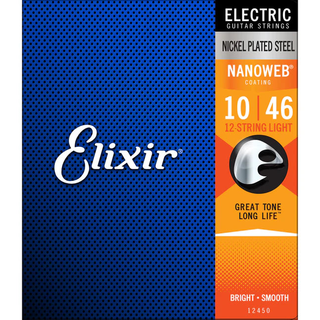 Elixir 12450 Nanoweb 12 String Light 10-46 Electric Guitar Strings