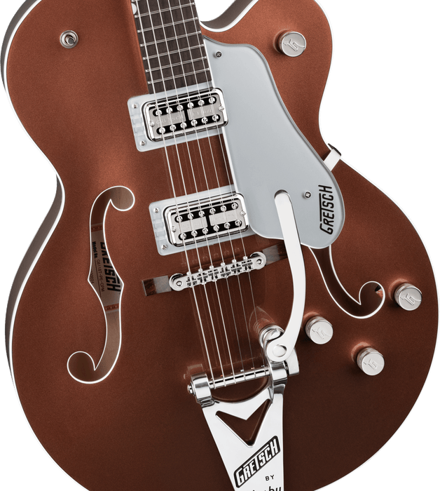 Gretsch G6118T Players Edition Anniversary Hollow Body w/String-Thru Bigsby Electric Guitar - Two-Tone Copper Metallic/Sahara Metallic