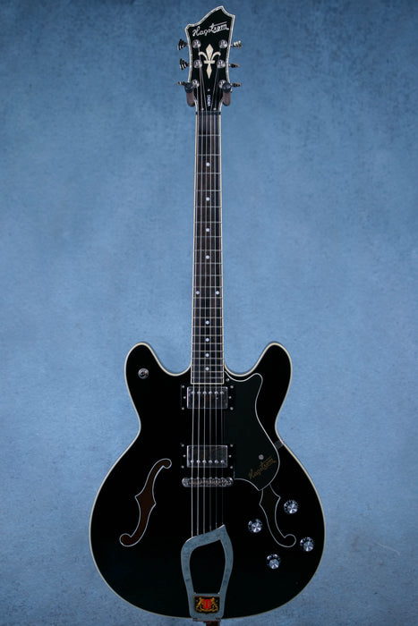 Hagstrom Viking Semi Hollow Body Electric Guitar w/Case - Black - Preowned