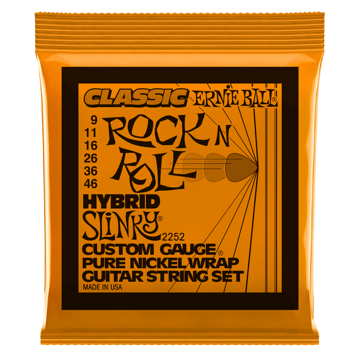 Ernie Ball Classic Rock N Roll Hybrid Slinky 9-46 Pure Nickel Wrap Electric Guitar Strings
