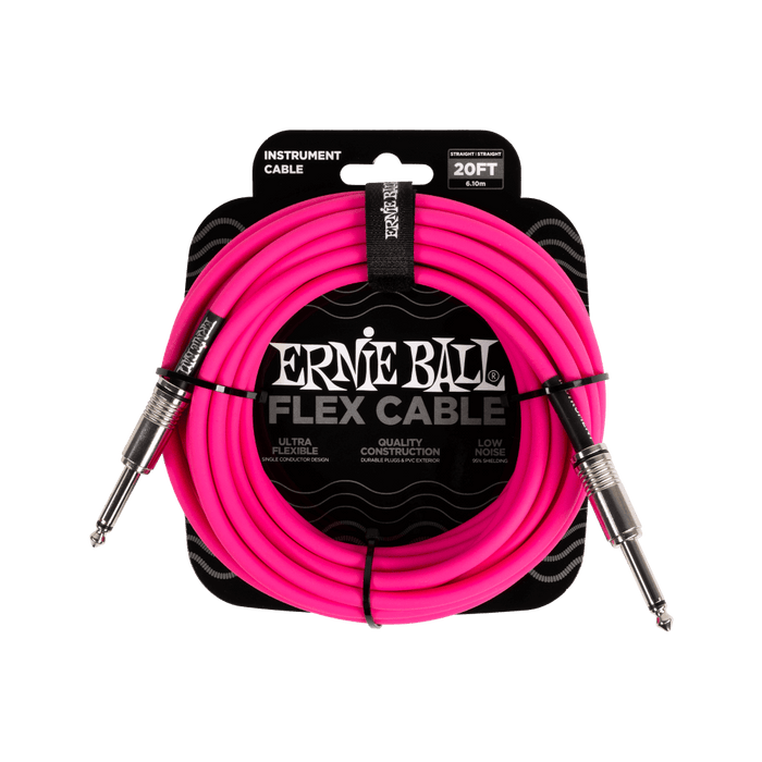 Ernie Ball Flex Instrument Cable Straight/Straight 20ft - Pink