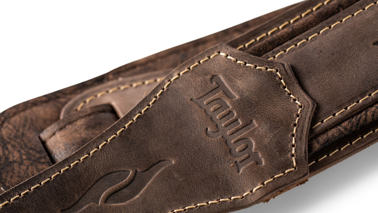 Taylor Element Distressed Leather 2.5 Inch Guitar Strap - Dark Brown