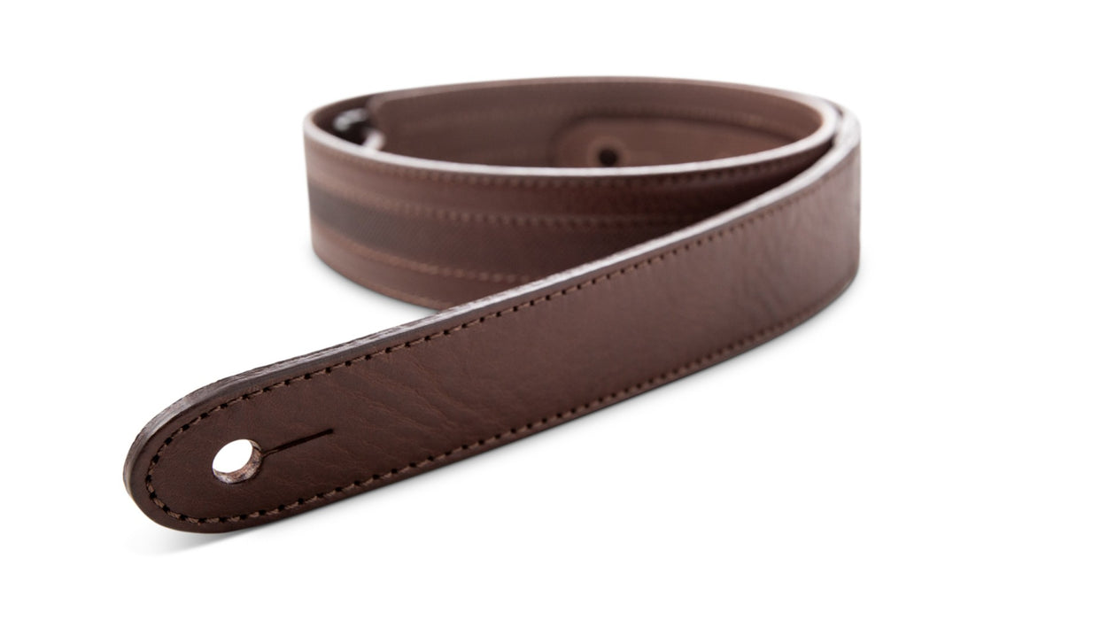 Taylor Slim Leather Strap - Chocolate Brown w/Engraving- 1.5 inch- Embossed Logo