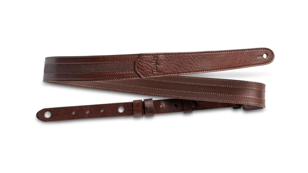 Taylor Slim Leather Strap - Chocolate Brown w/Engraving- 1.5 inch- Embossed Logo