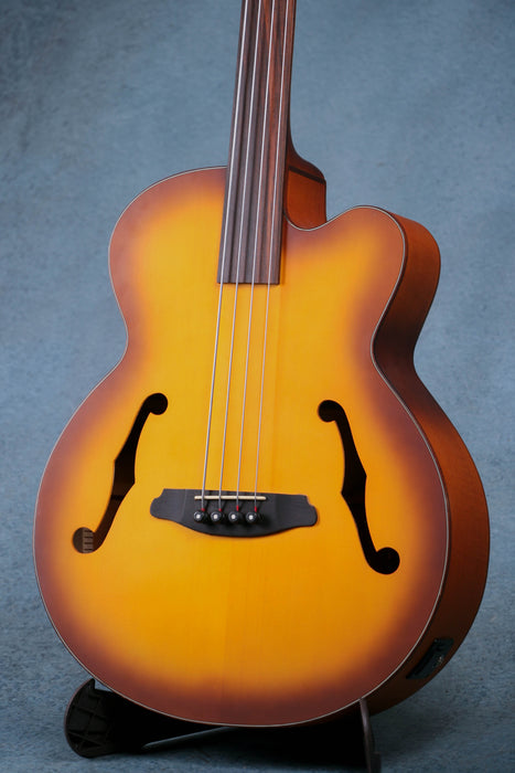 Aria FEB-FL LVS Fretless Acoustic Electric Bass Guitar - Sunburst - Preowned