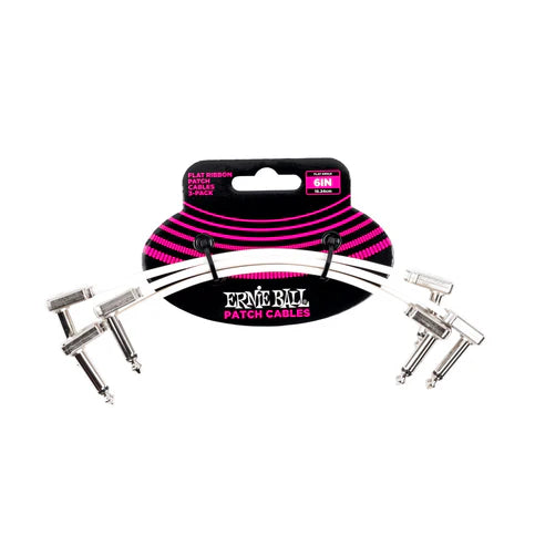 Ernie Ball 6inch Flat Pancake Patch Cable 3 Pack - White