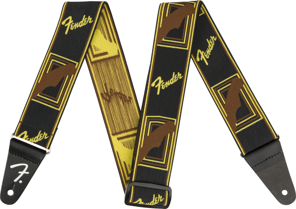 Fender Weighless 2 Mono Strap - Black/Yellow/Brown