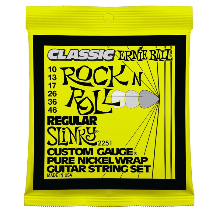 Ernie Ball 2251 Classic Rock N Roll Regular Slinky 10-46 Pure Nickel Wrap Electric Guitar Strings