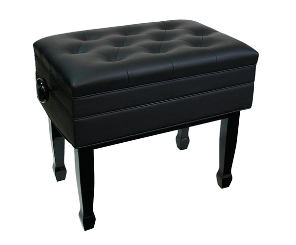 Piano Bench Dlx Adjustable Button Black