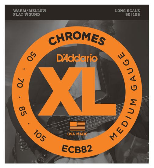 DAddario ECB82 50-105 Medium Chrome Flat Wound Long Scale Bass Guitar String Set