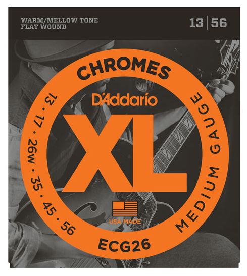 DAddario ECG26 13-56 Medium Chrome Flat Wound Electric Guitar String Set
