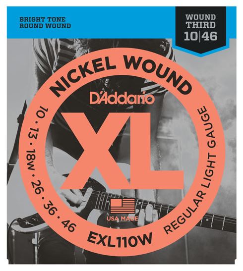 DAddario EXL110W 10-46 Nickel Wound Wound 3rd Electric Guitar String Set