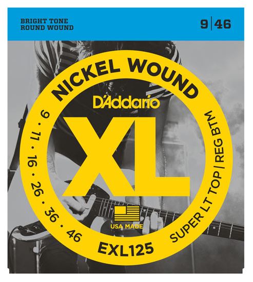 DAddario EXL125 09-46 Nickel Wound Super Light/Reg Electric Guitar String Set