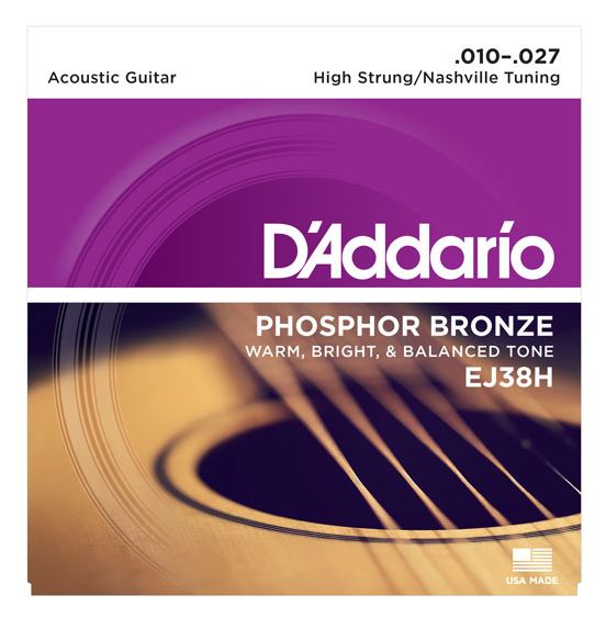 DAddario EJ38H 10-27 Phosphor Bronze Nashville Tuning Acoustic Guitar String Set