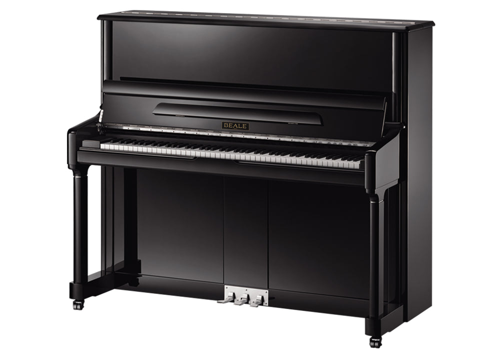 Beale UP131YH 131cm Upright Piano - Polished Ebony with Chrome Hardware