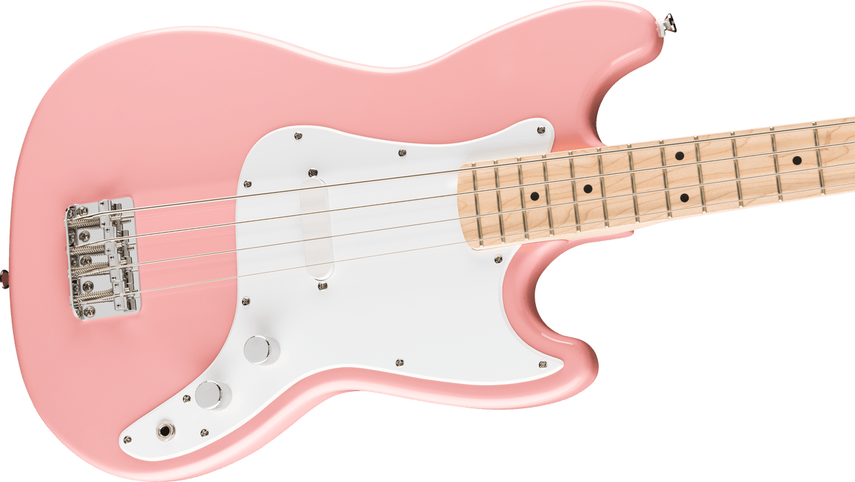 Squier FSR Sonic Bronco Bass Maple Fingerboard Electric Bass Guitar - Shell Pink
