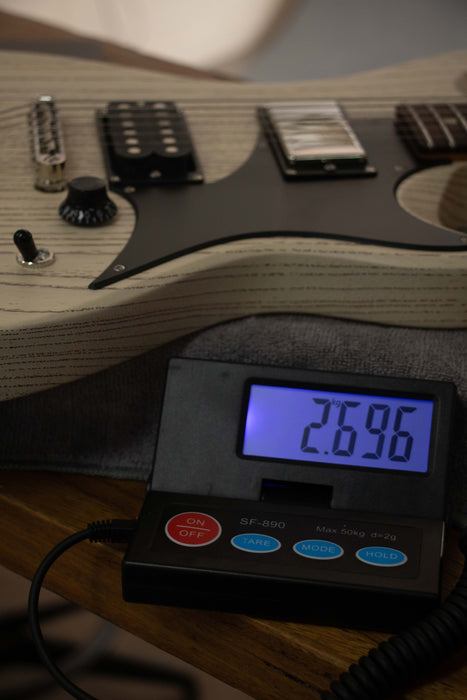 Tom Anderson Wolfhound Mutt Electric Guitar - Satin Organic Grain Blonde with Brown - Serial Number: 08-02-25P