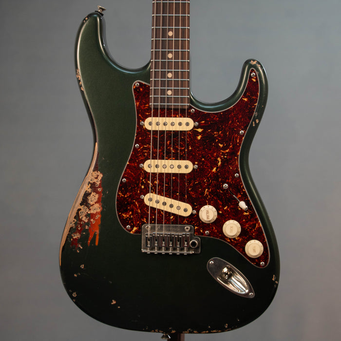 Tom Anderson Icon Classic Electric Guitar - In-Distress - Bullit Green over 3 Color Burst - Serial Number: 08-12-25A