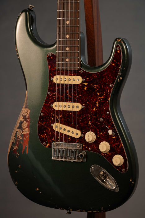 Tom Anderson Icon Classic Electric Guitar - In-Distress - Bullit Green over 3 Color Burst - Serial Number: 08-12-25A