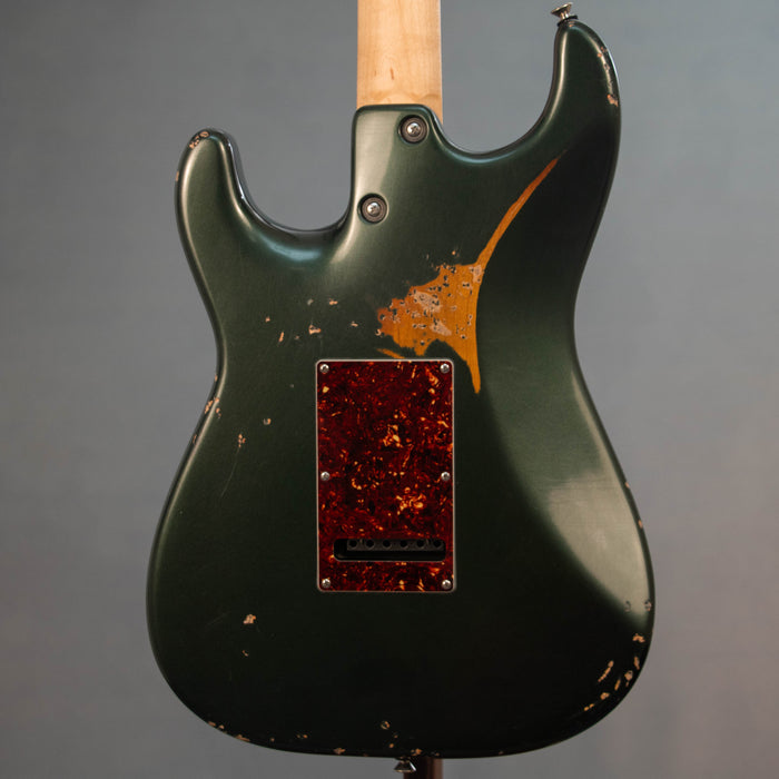 Tom Anderson Icon Classic Electric Guitar - In-Distress - Bullit Green over 3 Color Burst - Serial Number: 08-12-25A