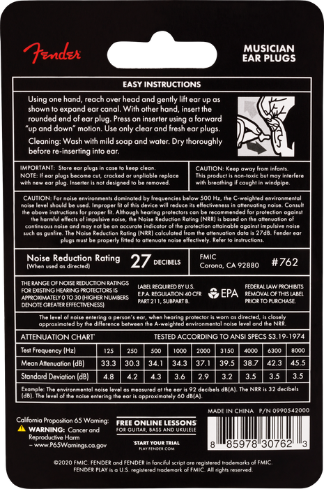 Fender Musician Series Ear Plugs Black