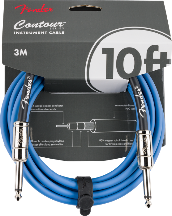Fender Contour 10ft Instrument Cable - Lake Placid Blue