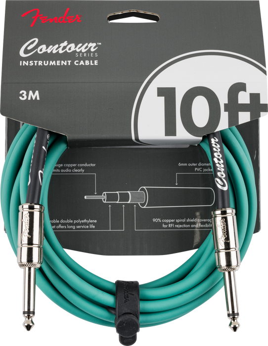 Fender Contour 10ft Instrument Cable - Sherwood Green