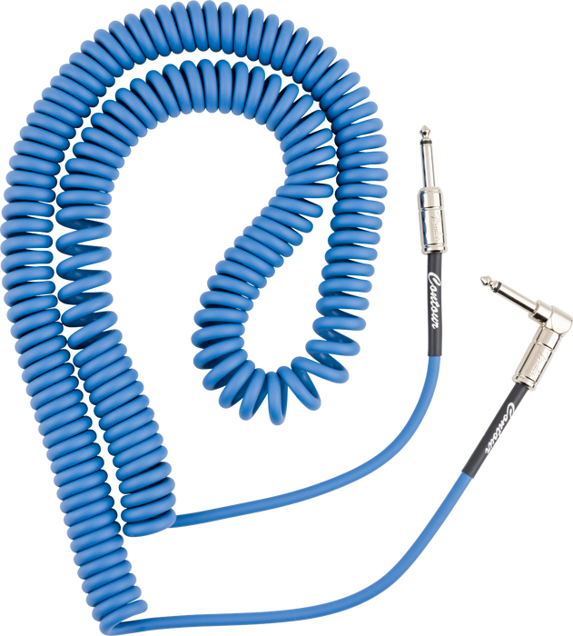 Fender Contour 30ft Coiled Instrument Cable - Lake Placid Blue