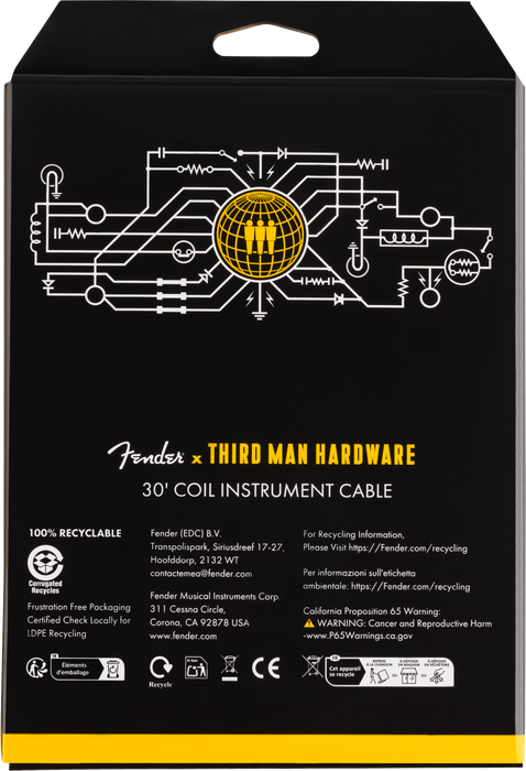 Fender 30 Coil Cable Fender x Third Man Hardware - Yellow