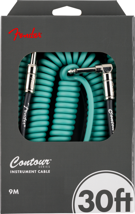 Fender Contour 30ft Coiled Instrument Cable - Sherwood Green
