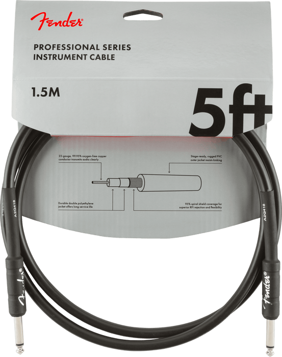 Fender Professional Series Instrument Cable Straight/Straight 5ft - Black