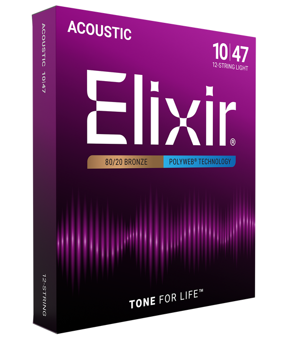 Elixir 11050 Polyweb 80/20 Light 12-53 Acoustic Guitar Strings