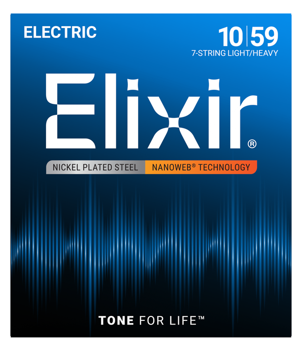 Elixir 12074 Nanoweb 7 String Light/Heavy 10/59 Electric Guitar Strings