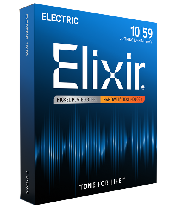 Elixir 12074 Nanoweb 7 String Light/Heavy 10/59 Electric Guitar Strings