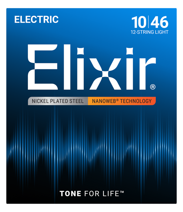 Elixir 12450 Nanoweb 12 String Light 10-46 Electric Guitar Strings