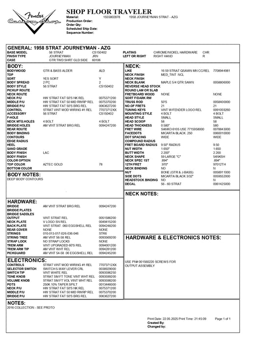 Fender Custom Shop 1958 Stratocaster Journeyman Relic w/Case - Aztec Gold - Preowned