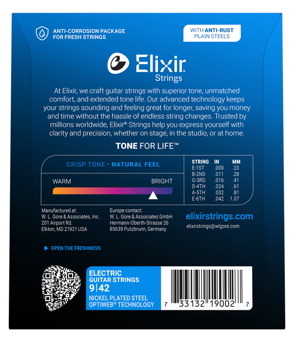 Elixir 19002 Optiweb Super Lite 9-42 Electric Guitar Strings