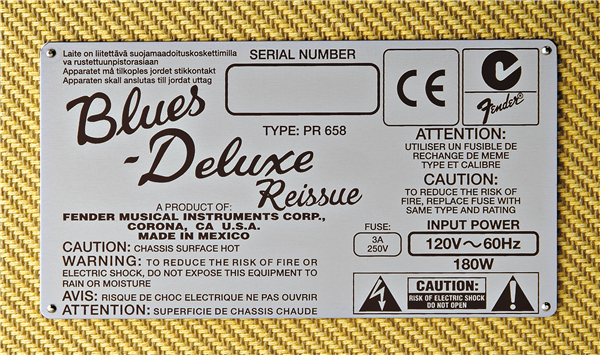 Fender Blues Deluxe Reissue Combo Guitar Amplifier