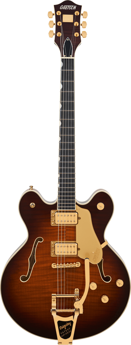 Gretsch Broadkaster LX Figured Center Block with String-Thru Bigsby and Gold Hardware Ebony Fingerboard - Havana Burst