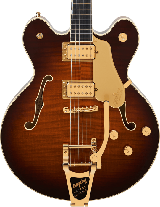 Gretsch Broadkaster LX Figured Center Block with String-Thru Bigsby and Gold Hardware Ebony Fingerboard - Havana Burst