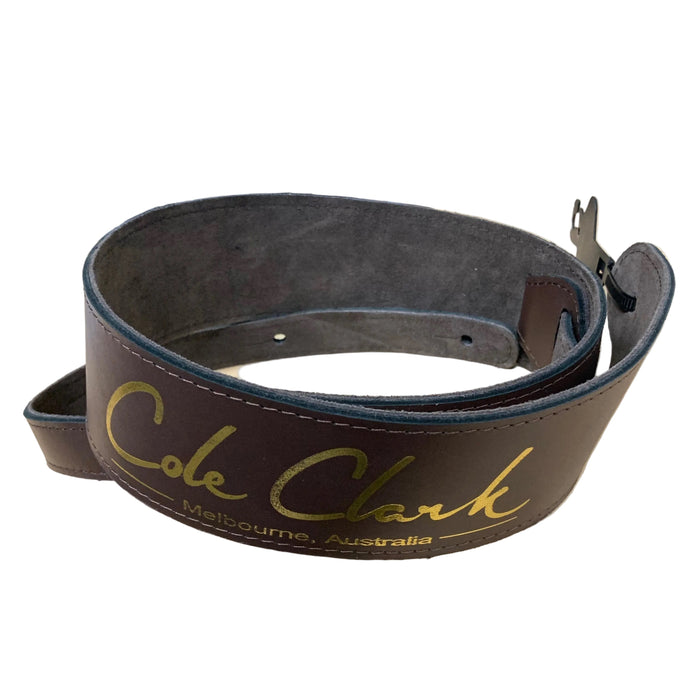 Cole Clark Leather Strap - Saddle Brown w/Gold Lettering