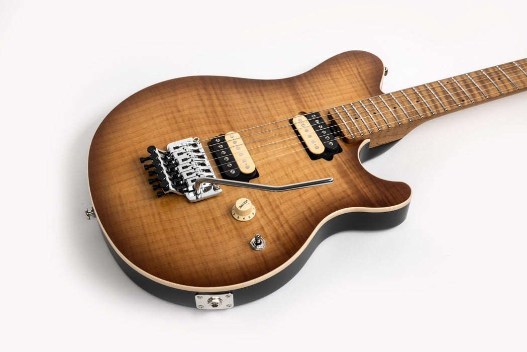 Ernie Ball Music Man Axis Electric Guitar - Honey Pot Flame Top Satin