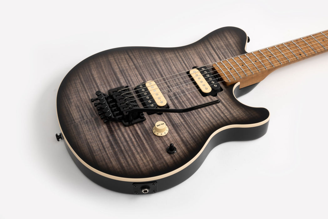 Ernie Ball Music Man Axis Electric Guitar - Charcoal Cloud Flame Top Satin