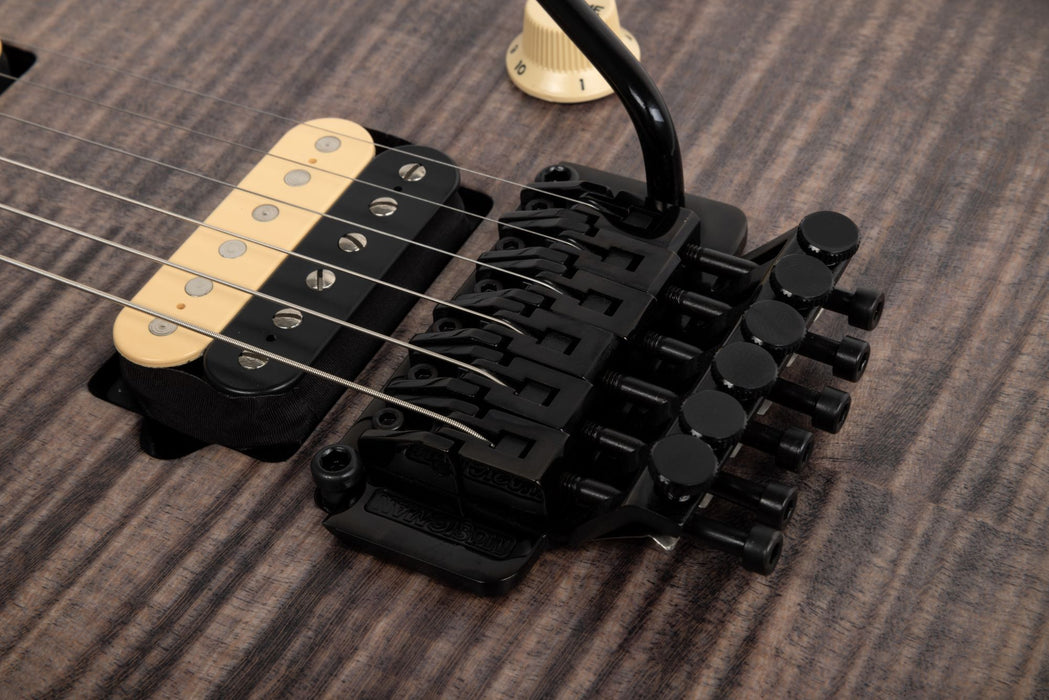 Ernie Ball Music Man Axis Electric Guitar - Charcoal Cloud Flame Top Satin