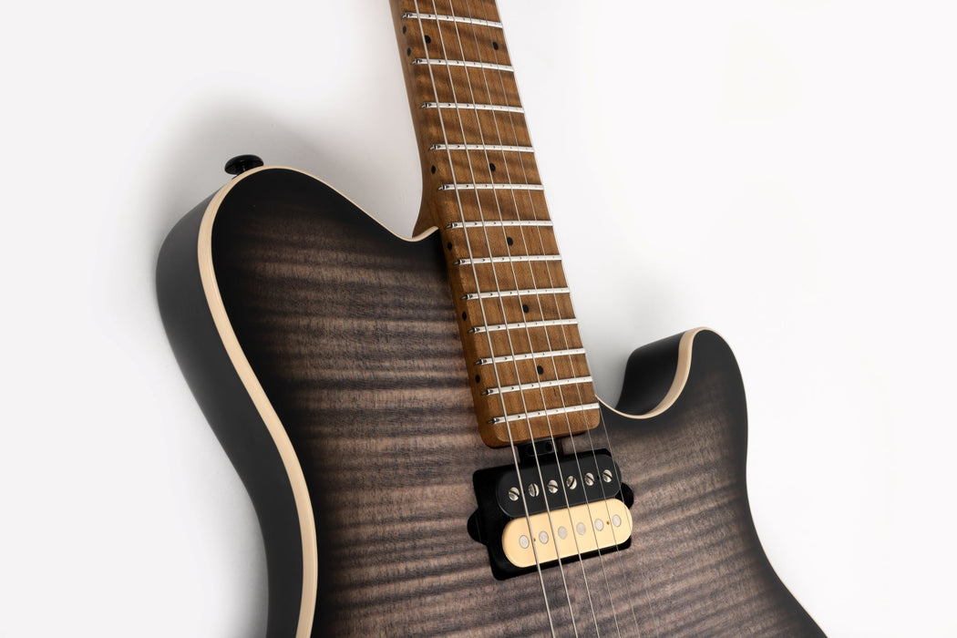 Ernie Ball Music Man Axis Electric Guitar - Charcoal Cloud Flame Top Satin
