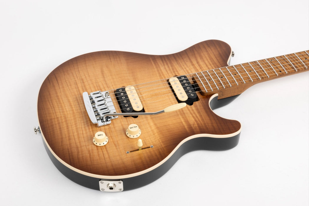 Ernie Ball Music Man Axis Super Sport Electric Guitar - Honey Pot Flame Top Satin