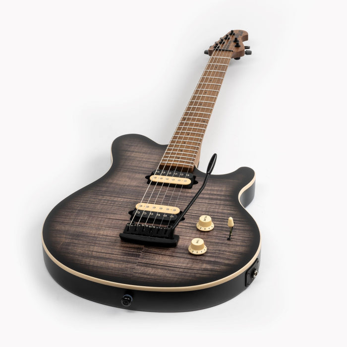 Ernie Ball Music Man Axis Super Sport Electric Guitar - Charcoal Cloud Flame Top Satin