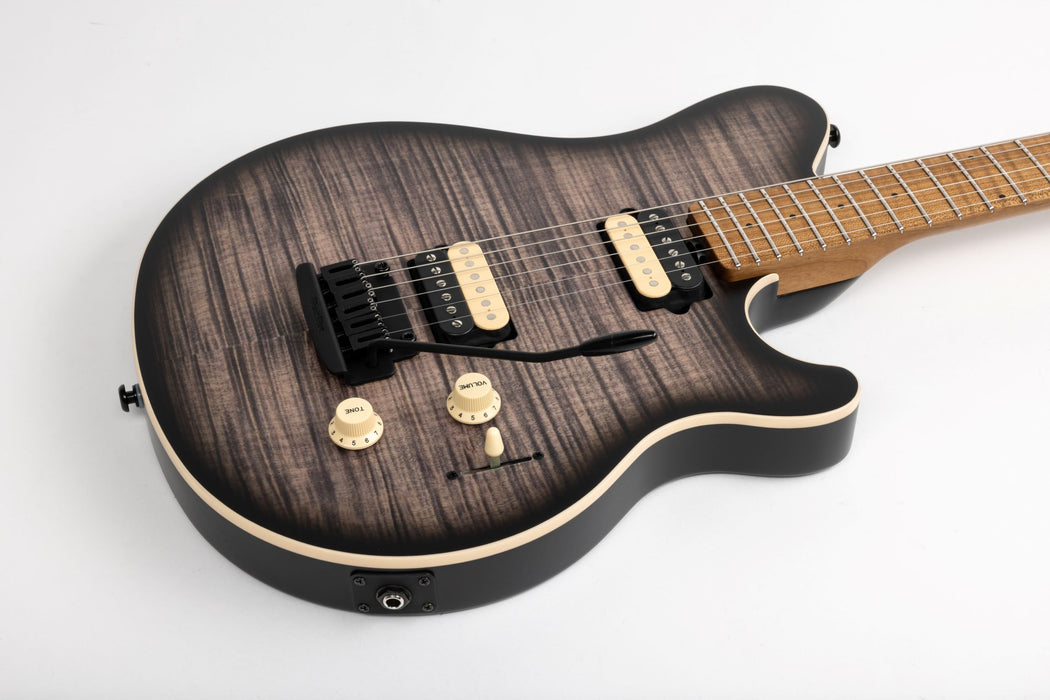 Ernie Ball Music Man Axis Super Sport Electric Guitar - Charcoal Cloud Flame Top Satin