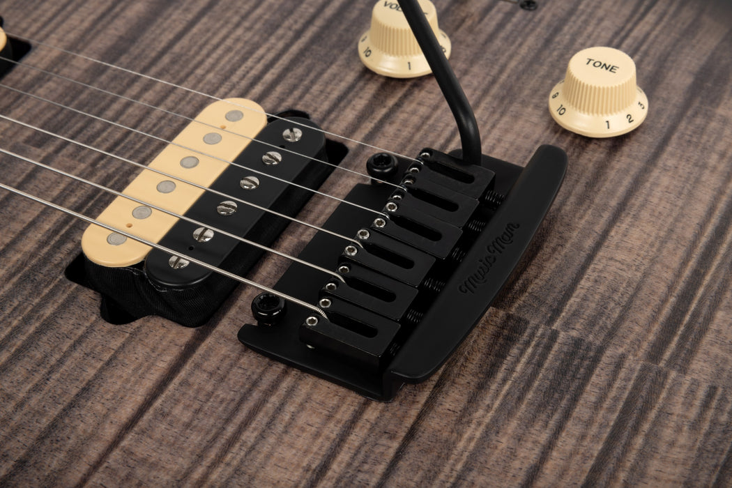 Ernie Ball Music Man Axis Super Sport Electric Guitar - Charcoal Cloud Flame Top Satin