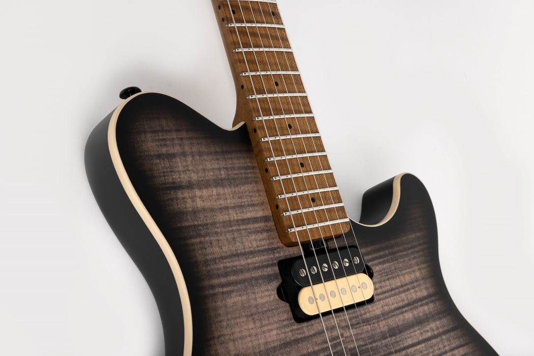 Ernie Ball Music Man Axis Super Sport Electric Guitar - Charcoal Cloud Flame Top Satin